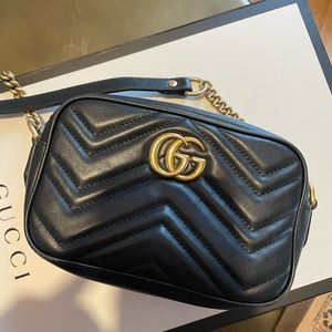 Authentic Gucci Mini GG Marmont Chain Shoulder Bag - Gucci Mini Black Purse